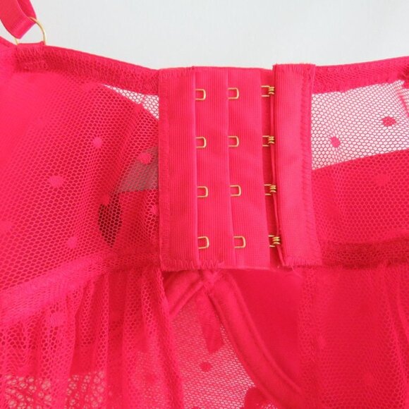 DAISY FUENTES Lace Babydoll Teddy Bra Mesh Negligee Pinup Sexy Y2K - Size M - Picture 11 of 16